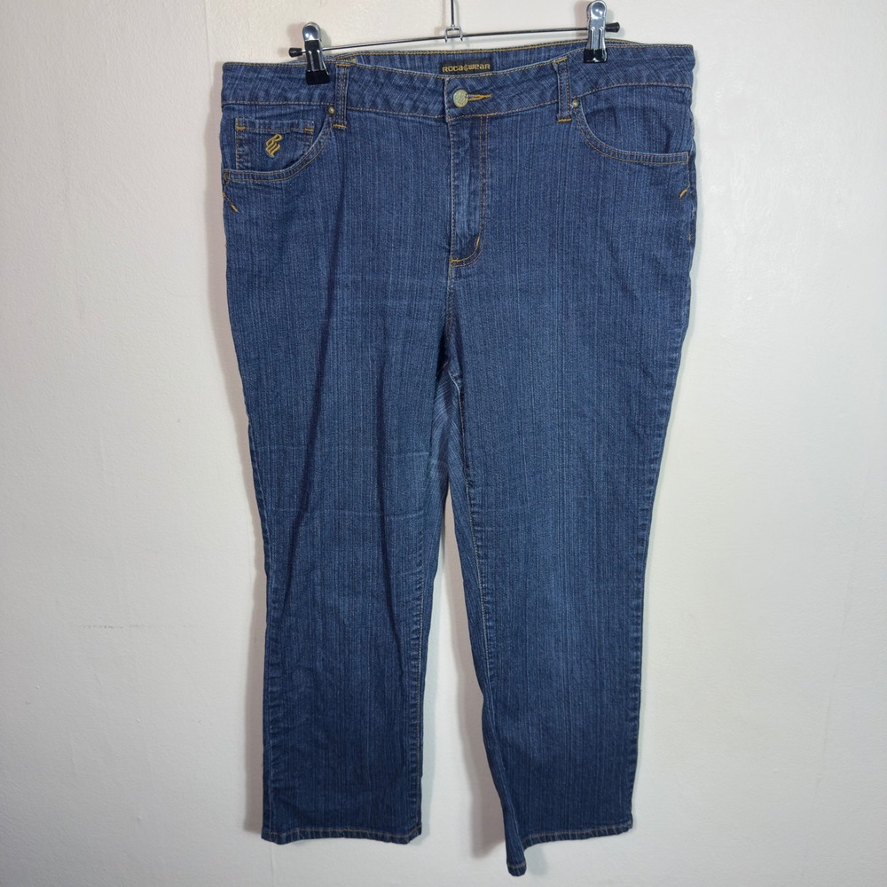 Roca Wear Jeans Womens Y2K Embroidered Logo‎ Plus Size Women's Size 18 37x27
